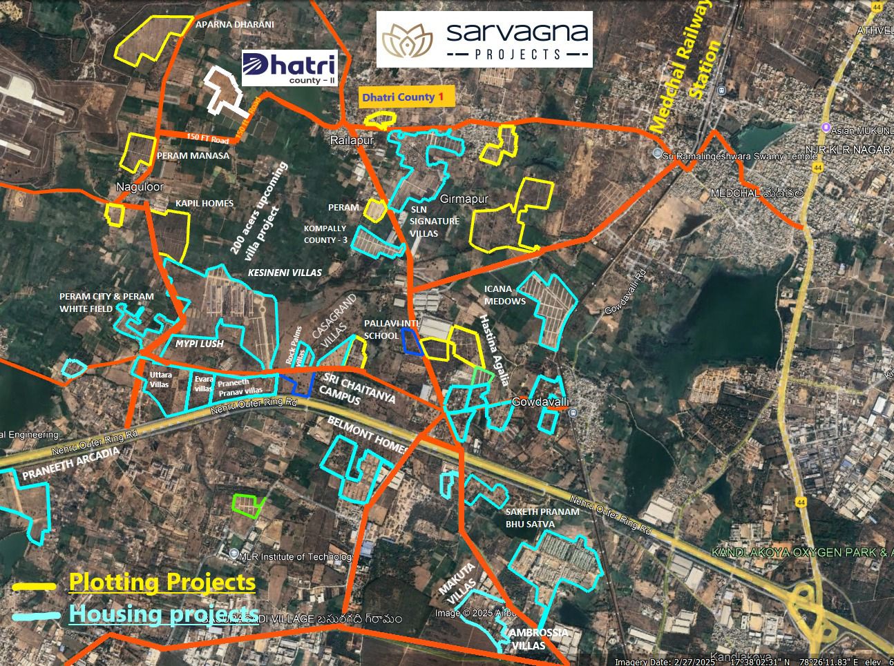 HMDA Approved Villa Plots Near Kompally ORR