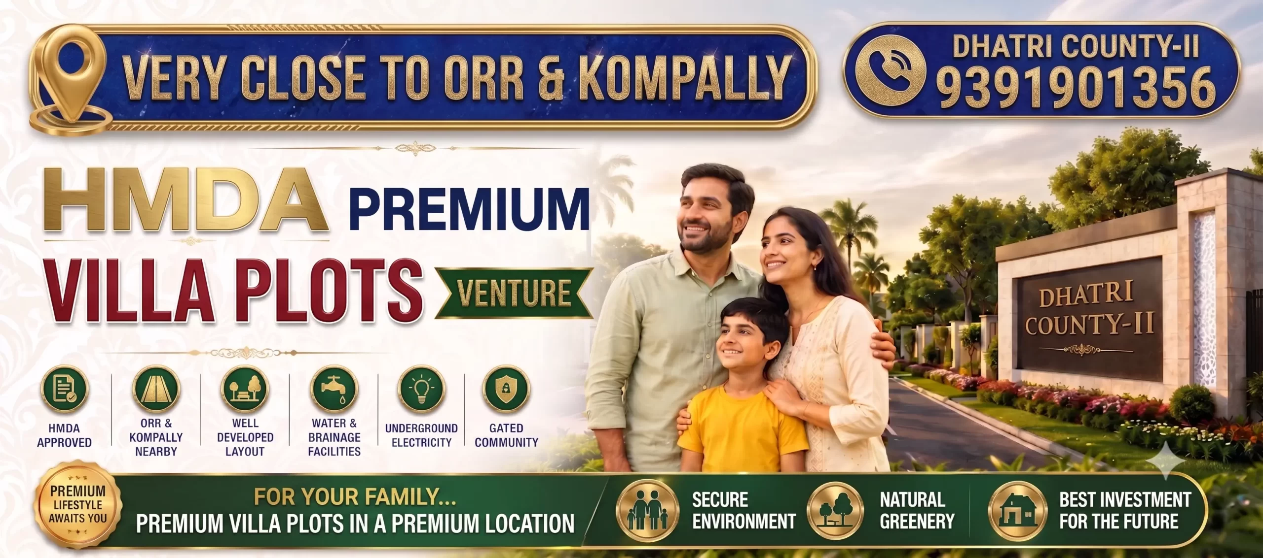 HMDA Approved Villa Plots Near Kompally ORR